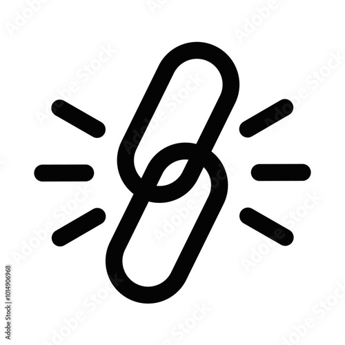 Chain link icon in a bold black outline. Vector illustration representing connection, link, or security. Editable stroke.