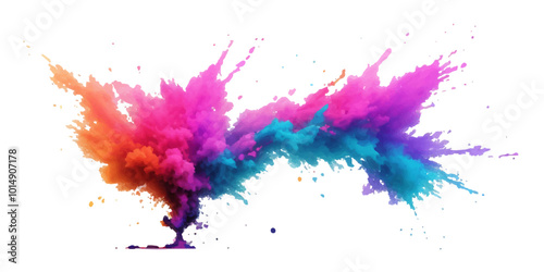 Bright colorful watercolor splash splatter stain brush strokes on white background. Modern vibrant aquarelle spot. Aquarelle explosion on white. Element. Vector watercolor illustration isolated design