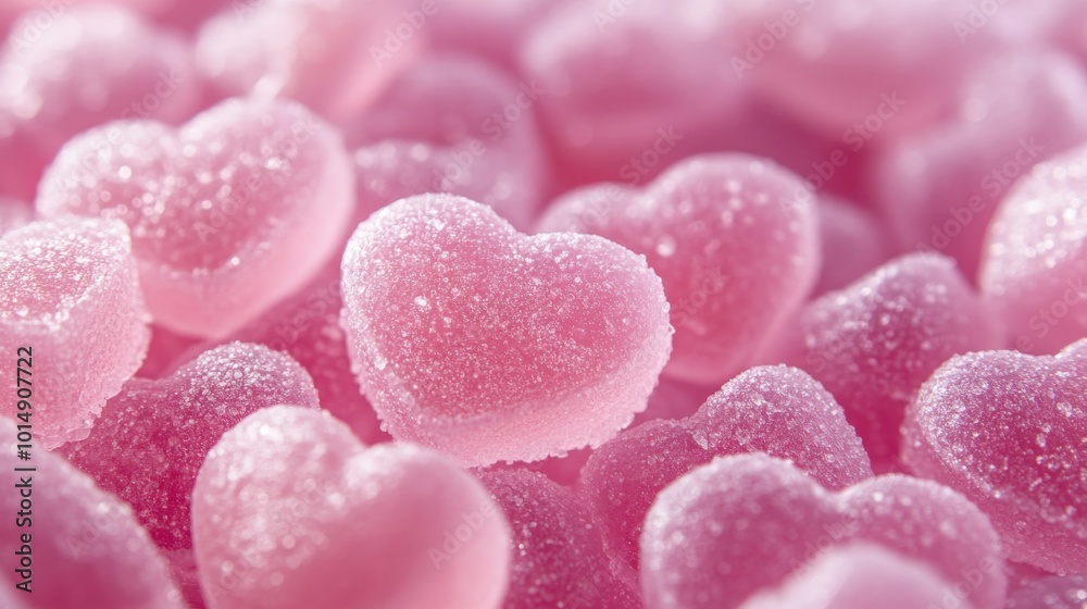 Obraz premium Pink gummy hearts, Valentine's Day candy background