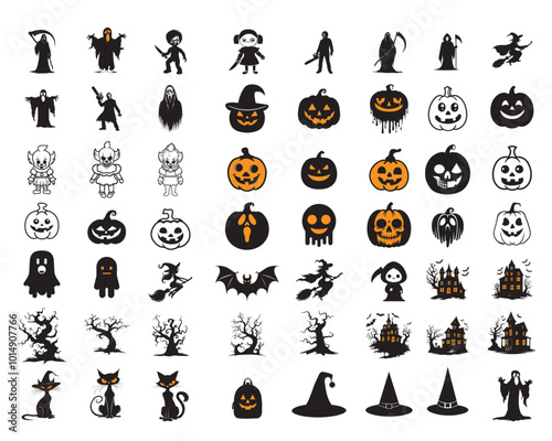 Set of Halloween Vector illustration - Halloween Clipart Design Sublimation

