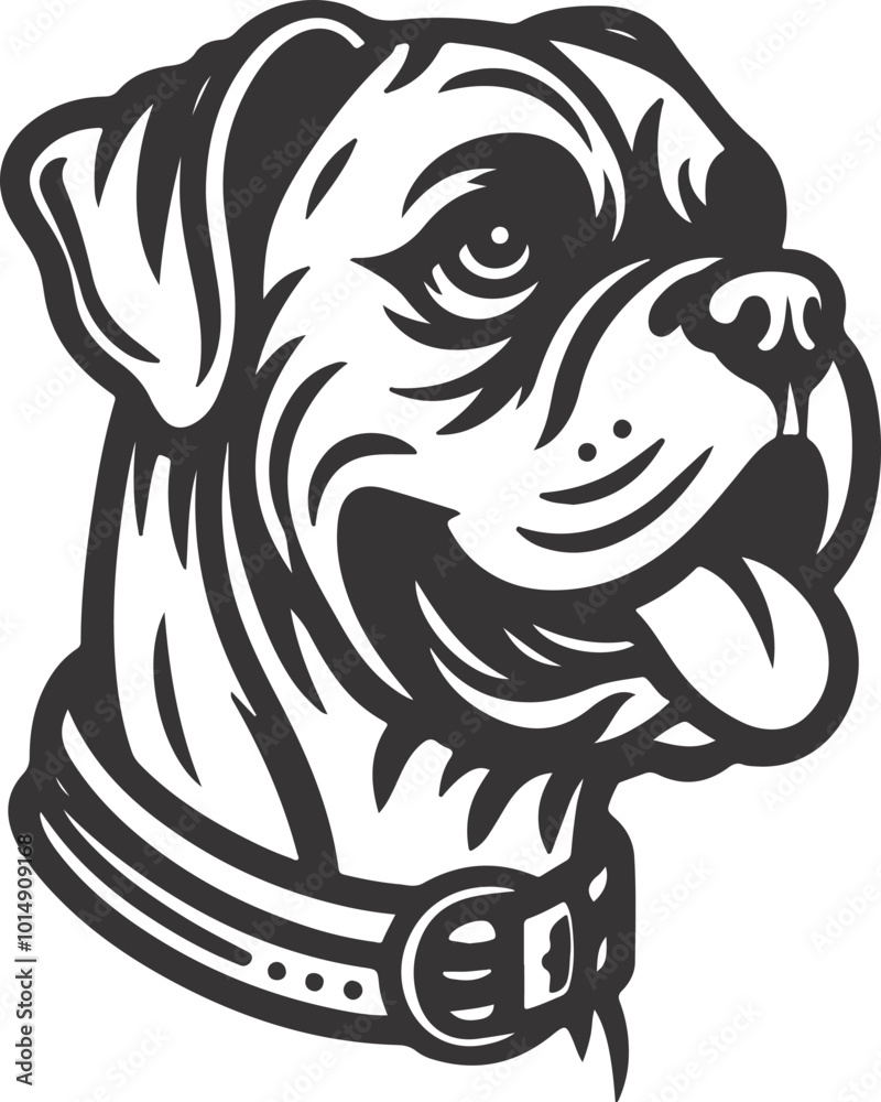 Obraz premium Boxer dog silhouette vector illustration. Black silhouettes of breeds of dogs.
