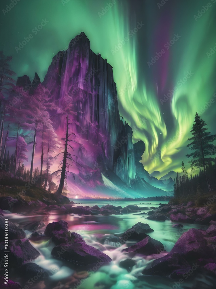 The sky illuminated by the stunning colors of the Northern Lights, with vibrant green, purple, and blue hues dancing across a clear night sky
The sky illuminated by the stunning colors of the Northern Lights, with vibrant green, purple, and blue hues dancing across a clear night sky