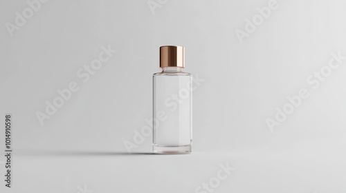 a blank transparent cosmetic bottle with a rose gold cap