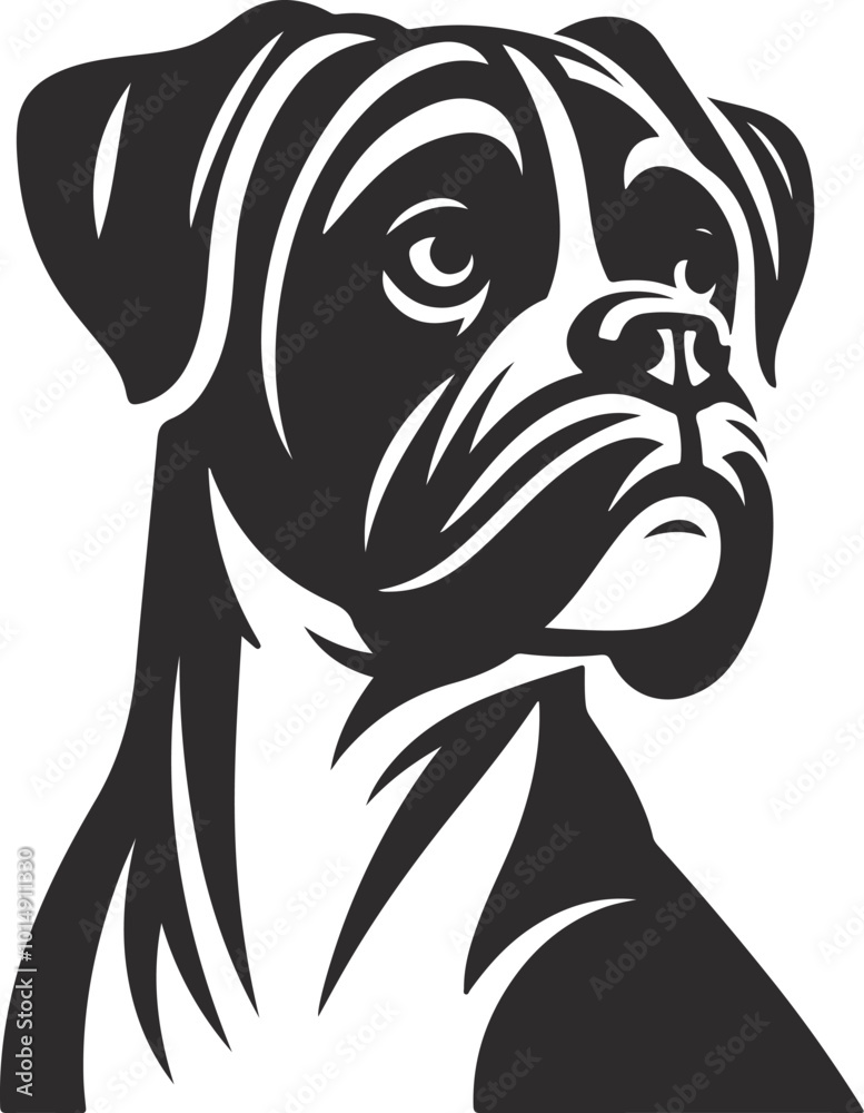 Boxer dog silhouette vector illustration. Black silhouettes of breeds of dogs. Boxer dog silhouette vector illustration. Black silhouettes of breeds of dogs.