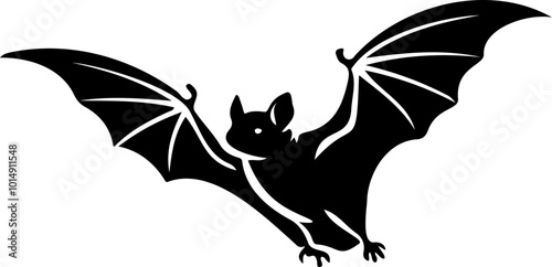 Bat silhouette with open wings, simple nocturnal creature design
