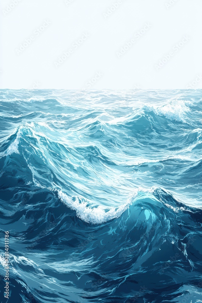 Vibrant Ocean Waves Under Clear Sky Vibrant Ocean Waves Under Clear Sky