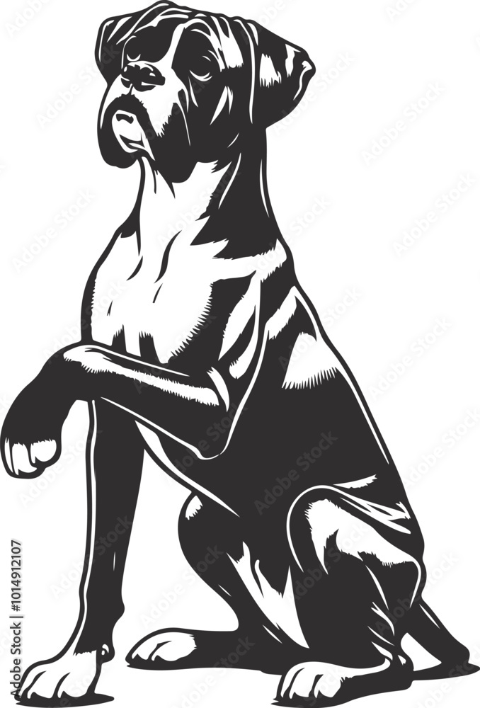 Obraz premium Boxer dog silhouette vector illustration Black silhouettes of breeds of dogs.