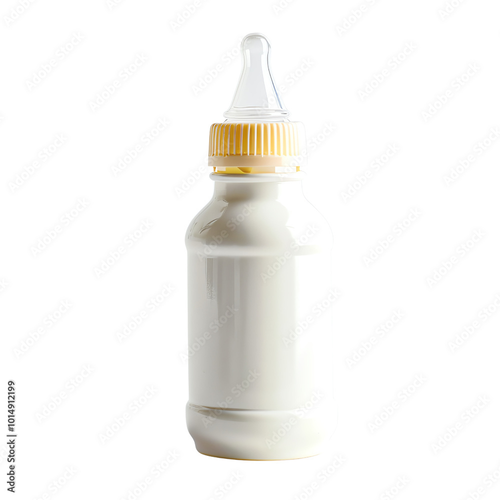 Close-up of a baby bottle filled with milk, isolated on a white background, ideal for childcare, parenting, and nutrition themes. Close-up of a baby bottle filled with milk, isolated on a white background, ideal for childcare, parenting, and nutrition themes.