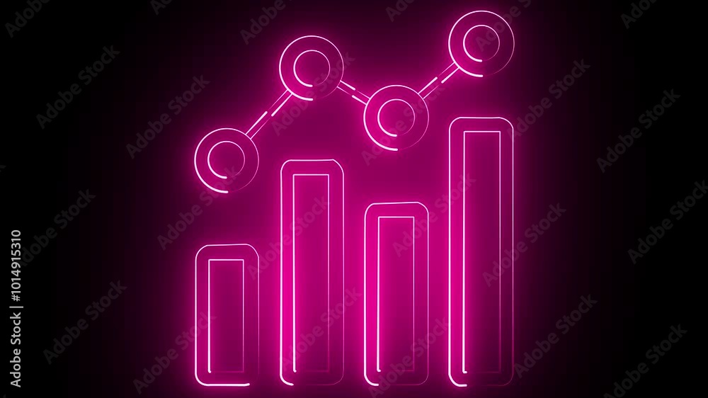 Glowing neon line Financial growth increase icon isolated on black background. Increasing revenue. 4K Video motion graphic animation Glowing neon line Financial growth increase icon isolated on black background. Increasing revenue. 4K Video motion graphic animation