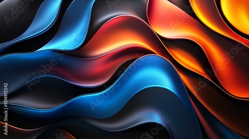 Neon Lights on Black Silk Satin Background. AI generated illustration