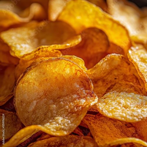 Close-up of cruncy potato chips photo