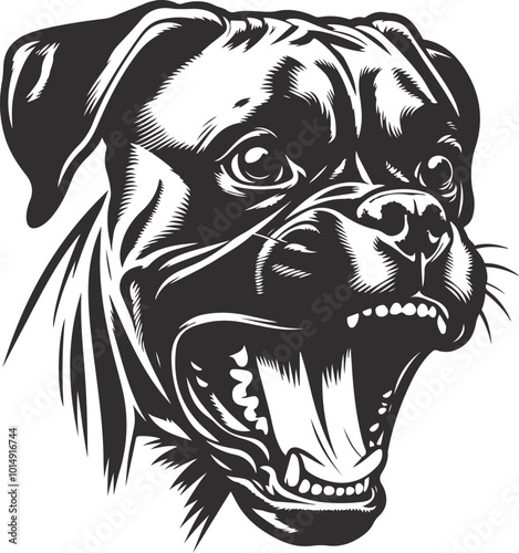 black and white illustration of a dog