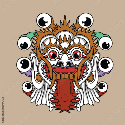 Balinese mask vector illustration, an asset that is suitable for use in branding, clothing, advertising and so on.