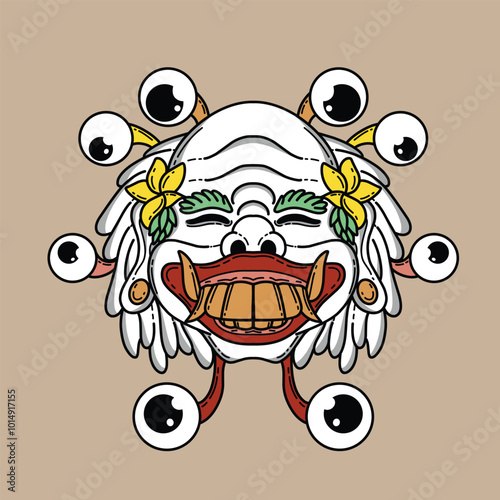 Balinese mask vector illustration, an asset that is suitable for use in branding, clothing, advertising and so on.