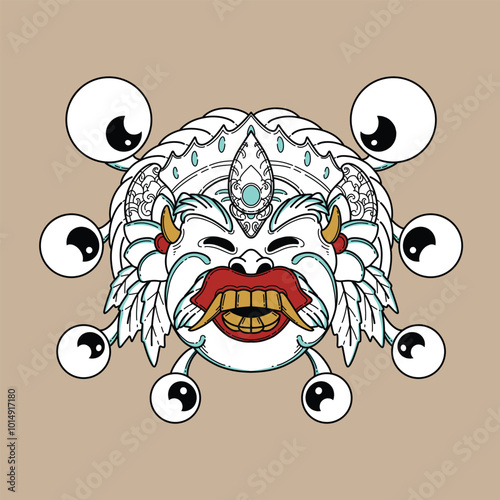 Balinese mask vector illustration, an asset that is suitable for use in branding, clothing, advertising and so on.