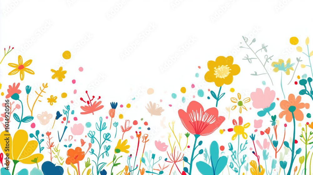 Spring flowers background Hand-Drawing style Spring flowers background Hand-Drawing style