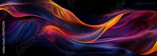 Colorful Waves and Lines on a Dark Background. AI generated illustration