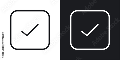 Checkmark icon vecor set. thin line style