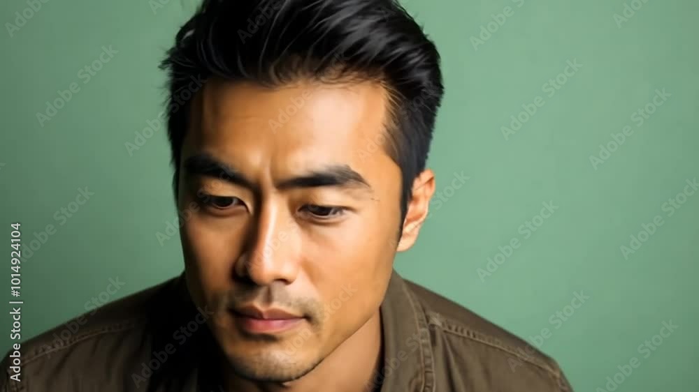 Man Gazes Calmly Toward the Camera Showcasing a Neutral Expression Generative AI Man Gazes Calmly Toward the Camera Showcasing a Neutral Expression Generative AI