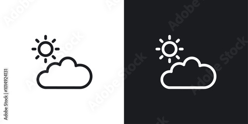 Cloudy Day icon vecor set. thin line style