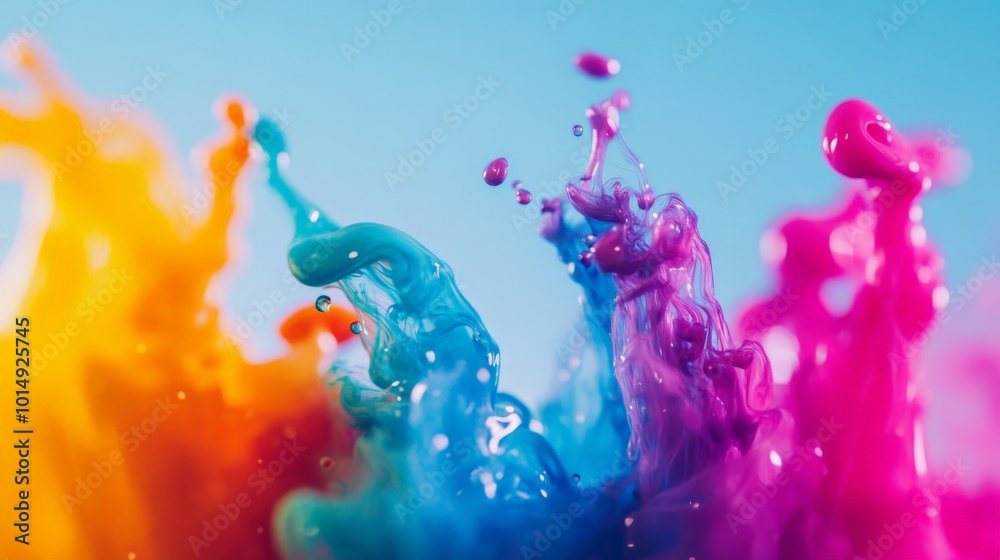 Fototapeta premium Vibrant Ink Explosion: Bursts of Color and Movement