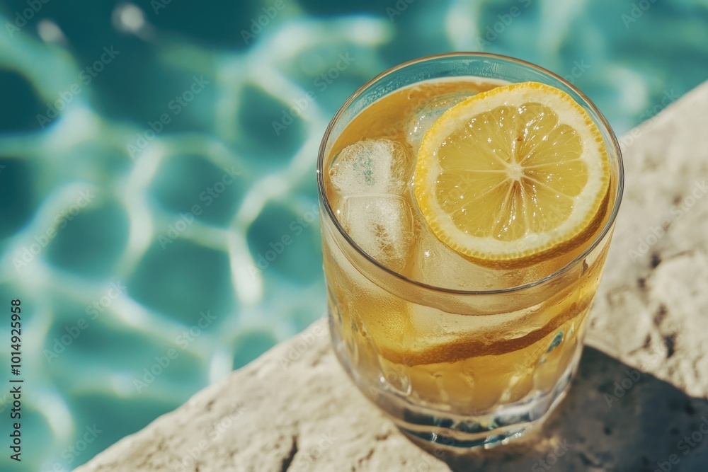 Glass of Lemonade by Pool Glass of Lemonade by Pool