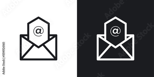 Open email icon vecor set. thin line style