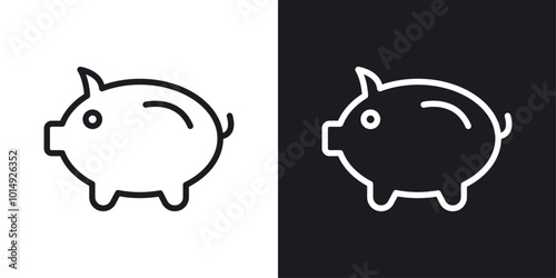 Piggy bank icon vecor set. thin line style