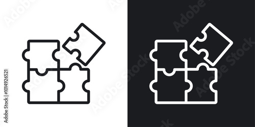 Puzzle piece icon vecor set. thin line style