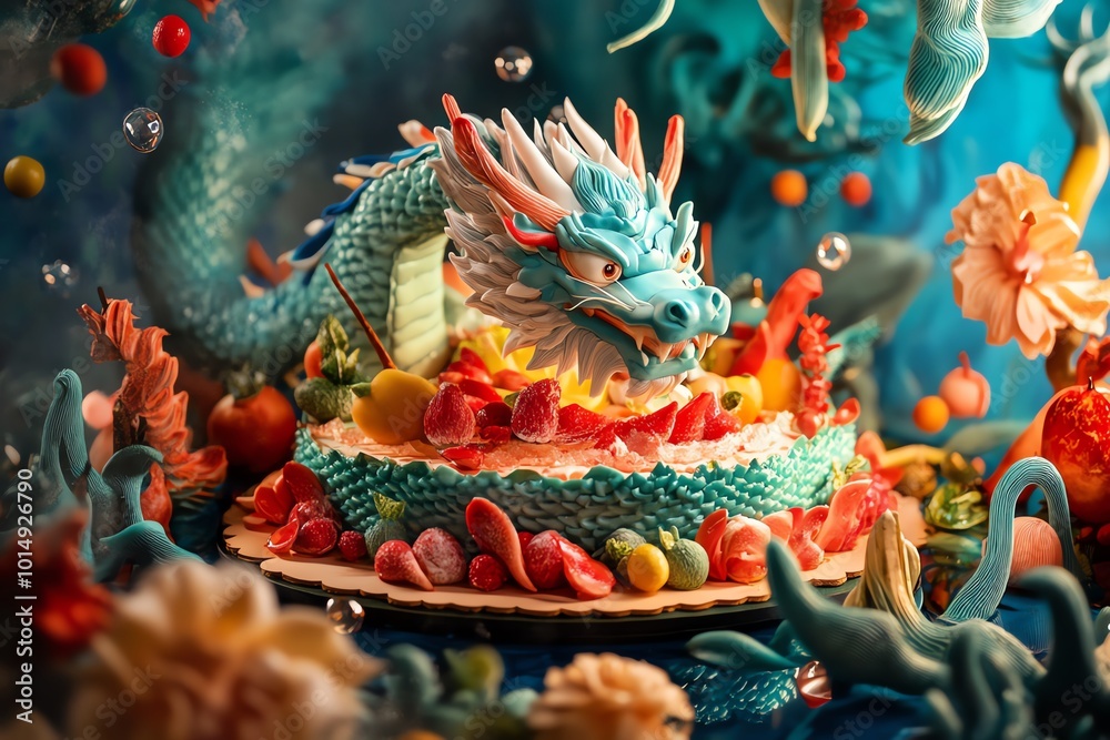 Obraz premium Candy dragon in a sweet sea