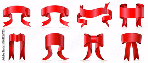 Wallpaper Mural Set of red ribbons isolated on white background. Vector illustration. Torontodigital.ca