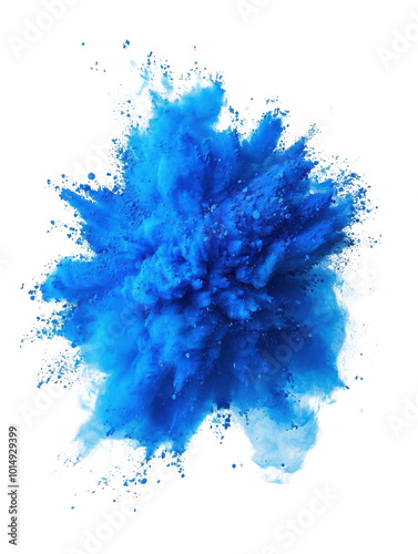 blue watercolor paint splashes, PNG, isolated white background