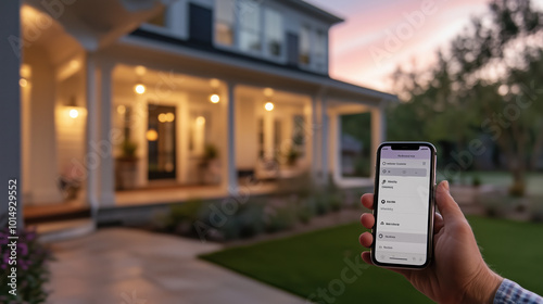 Outdoor Security Camera Detects Movement, Homeowner Receives Real-Time Alert on Phone for Smart Home Protection