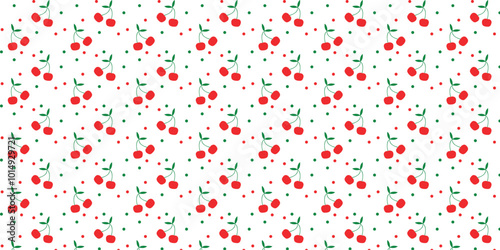 Cute cherry pattern with white background