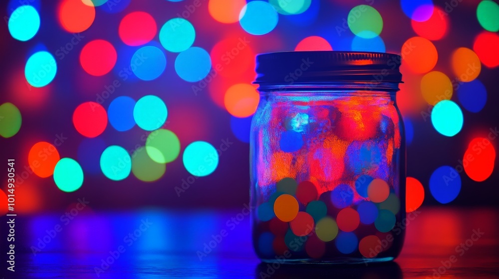 Vibrant Colorful Bokeh Lights in a Jar Vibrant Colorful Bokeh Lights in a Jar