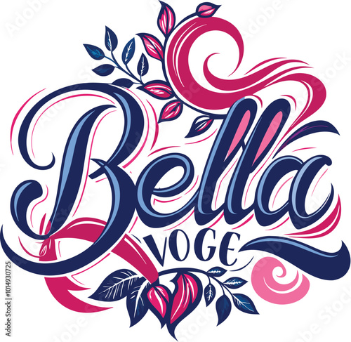 Minimalist lettering logo for a fashion brand named 'Bella Vogue”. Generative AI.