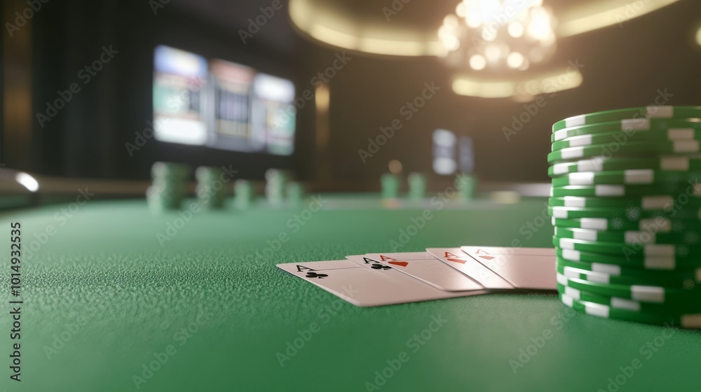 Vibrant Online Casino Poker Tournament Scene with Players Concentrating and Dynamic Action Displayed on Huge Screen in 3D Render Background Vibrant Online Casino Poker Tournament Scene with Players Concentrating and Dynamic Action Displayed on Huge Screen in 3D Render Background