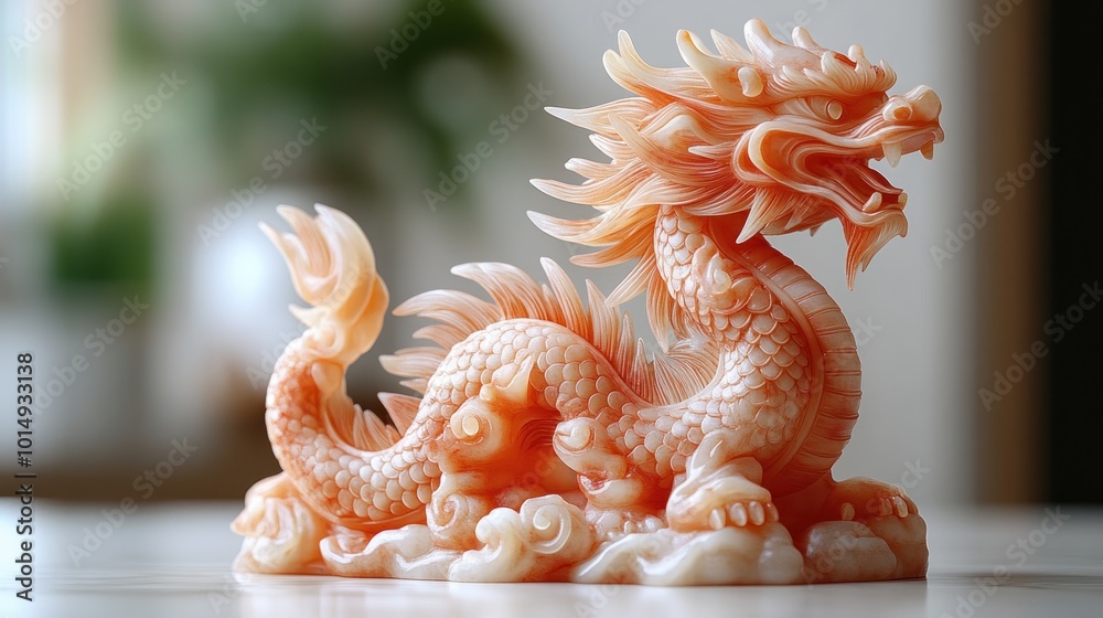 Ornate carved dragon sculpture showcasing intricate artistry. Ornate carved dragon sculpture showcasing intricate artistry.