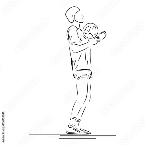 a footballer who is controlling the ball line art illustration