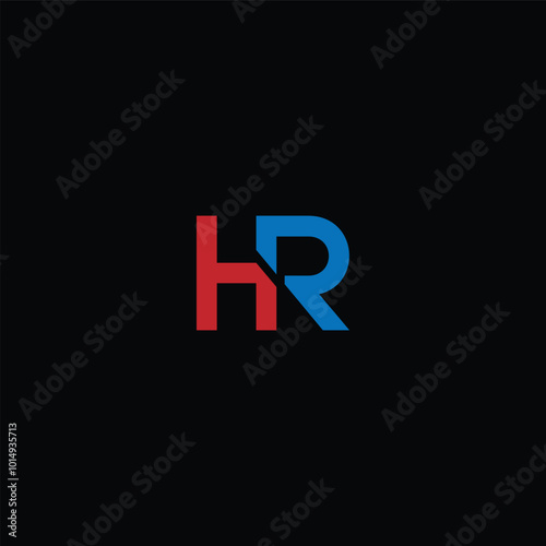 HR or RH abstract outstanding letter design. Awesome branding company different colors illustration logo.	