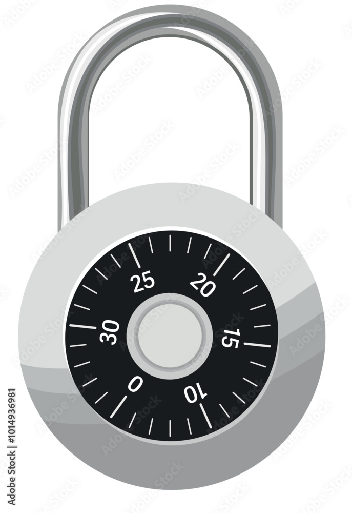 Padlock Mechanical Combination Illustration Isolated on White Background Padlock Mechanical Combination Illustration Isolated on White Background