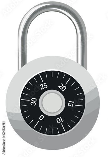 Padlock Mechanical Combination Illustration Isolated on White Background