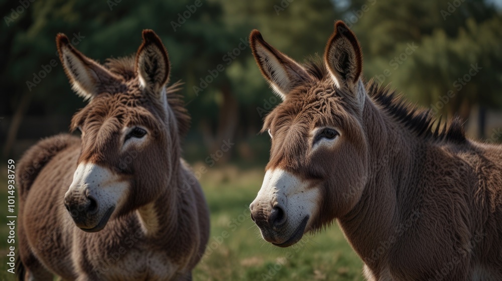 Group of donkeys over a blurry background Group of donkeys over a blurry background