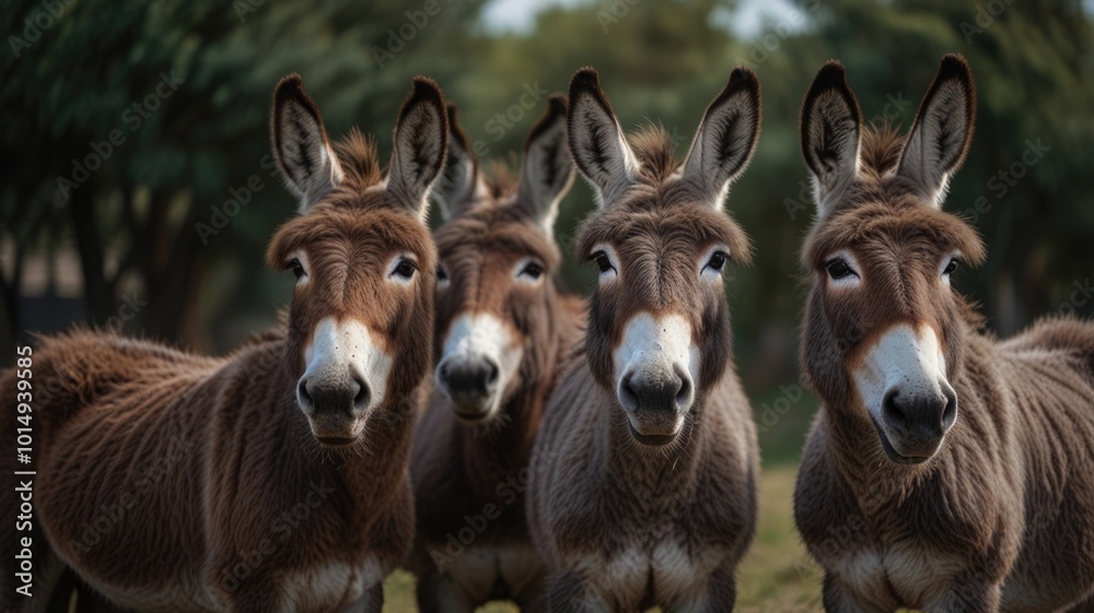 Group of donkeys over a blurry background Group of donkeys over a blurry background