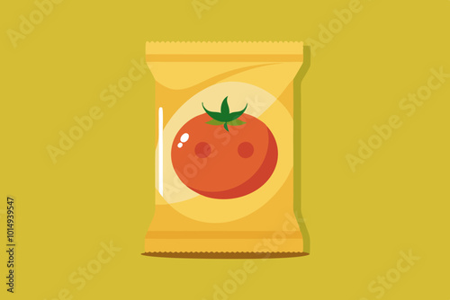 Potato chips with tomatoes flavor crisps natural potatoes and tomato image vector illustration