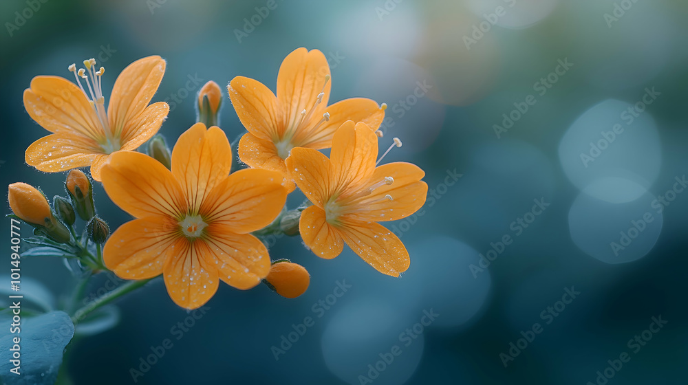 A macro shot of orange cheiranthus flowers a blurred soft color background A macro shot of orange cheiranthus flowers a blurred soft color background