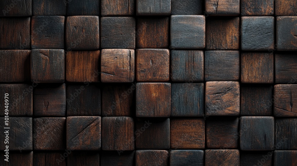 Wooden Block Wall Close-Up Wooden Block Wall Close-Up