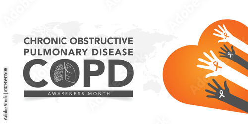 World COPD day (Chronic Obstructive Pulmonary Disease) is observed every year in November, is the name for a group of lung conditions that cause breathing difficulties. Vector illustration