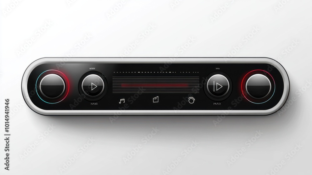 Clean music player bar sticker with volume and media buttons, isolated on a white background Clean music player bar sticker with volume and media buttons, isolated on a white background