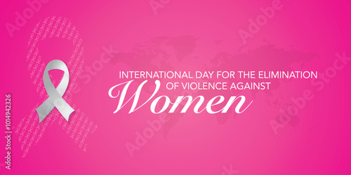 International Day for the Elimination of Violence against Women vector. Woman purple profile with white awareness ribbon silhouette vector. Stop violence against women design element. Important day